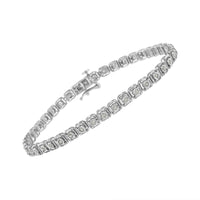 .925 Sterling Silver 1/2 cttw Miracle Set Diamond Box Link Tennis Bracelet (I-J Color, I3 Promo Clarity) - Size 7.25