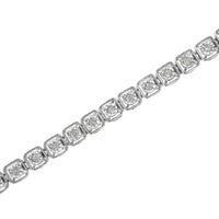 .925 Sterling Silver 1/2 cttw Miracle Set Diamond Box Link Tennis Bracelet (I-J Color, I3 Promo Clarity) - Size 7.25