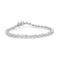 .925 Sterling Silver 1/2 cttw Miracle Set Diamond Milgrain Style Link Bracelet (I-J, I3-Promo) - Size 7.25