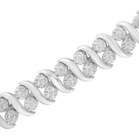 .925 Sterling Silver 1 cttw Double Row Miracle-Set Diamond Tennis Bracelet (I-J Clarity, I3 Color) - Size 7.25