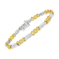 10K Yellow Gold Plated .925 Sterling Silver 1/2 cttw Channel Set Round-cut Diamond X Link Bracelet (I-J Color, I2-I3 Clarity) - Size 7.25