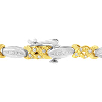 10K Yellow Gold Plated .925 Sterling Silver 1/2 cttw Channel Set Round-cut Diamond X Link Bracelet (I-J Color, I2-I3 Clarity) - Size 7.25