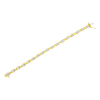 10K Yellow Gold Plated Sterling Silver 1/4 cttw Diamond 4 Leaf Clover Link Tennis Bracelet (I-J Color, I2-I3 Clarity) - Size 7.25