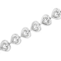 .925 Sterling Silver 1/4 Cttw Round-Cut Diamond Double Heart Link Bracelet (I-J Color, I2-I3 Clarity) - 7.25