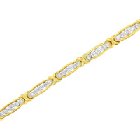 10K Yellow Gold Plated .925 Sterling Silver 1/4 cttw Channel Set Round Diamond X Link Bracelet (I-J Color, I2-I3 Clarity) - Size 7.25