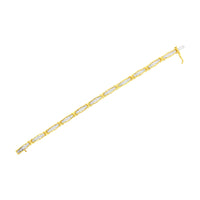 10K Yellow Gold Plated .925 Sterling Silver 1/4 cttw Channel Set Round Diamond X Link Bracelet (I-J Color, I2-I3 Clarity) - Size 7.25