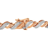 10K Rose Gold Plated .925 Sterling Silver 1/4 cttw Prong Set Round-Cut Diamond 