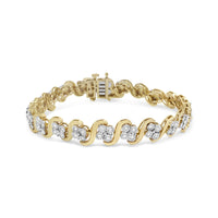 10K Yellow Gold Plated .925 Sterling Silver 1.0 Cttw Diamond 