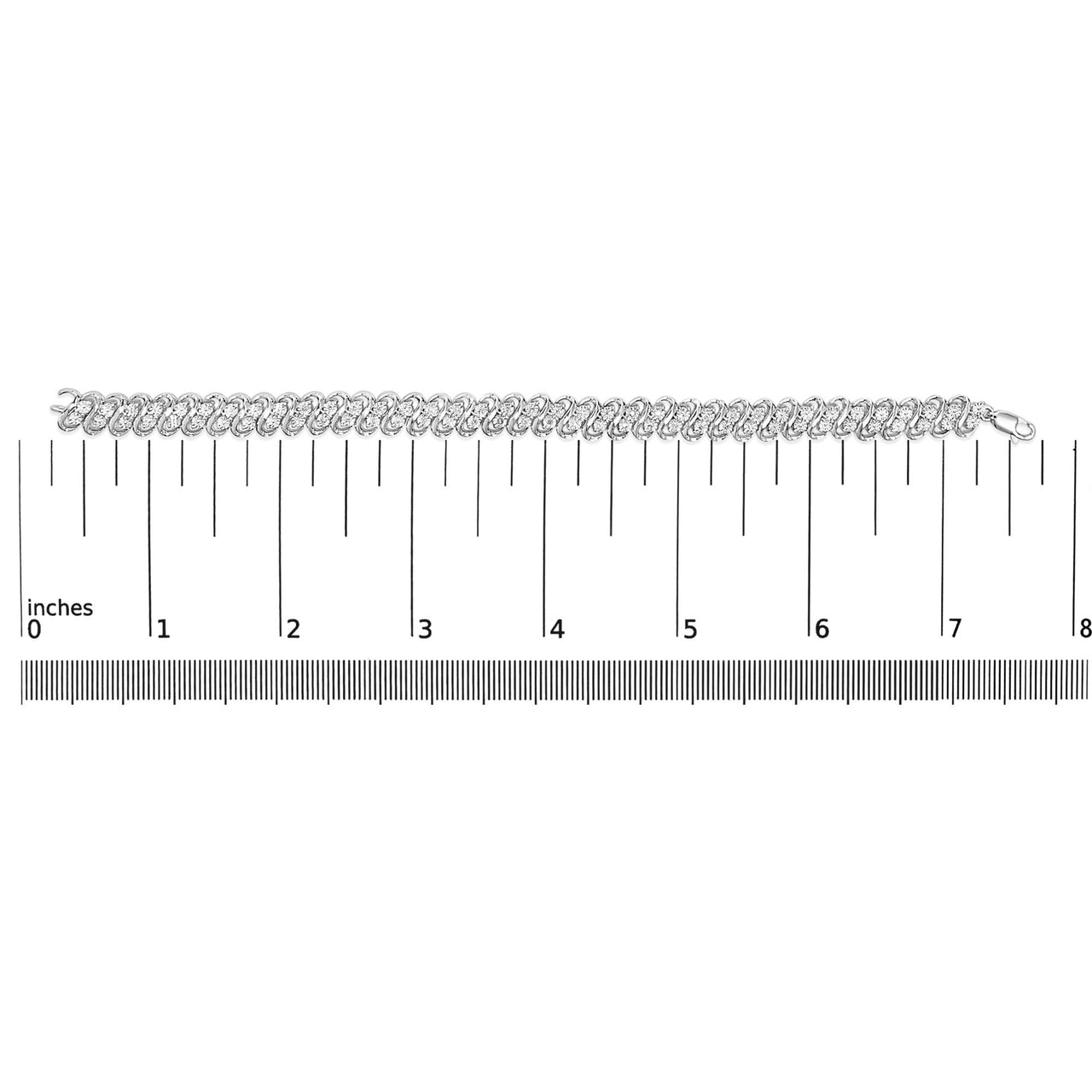.925 Sterling Silver 1/4 cttw Round-Cut Diamond Double Row Wrapped S-Link Bracelet (I-J Color, I2-I3 Clarity) - Size 7.25"
