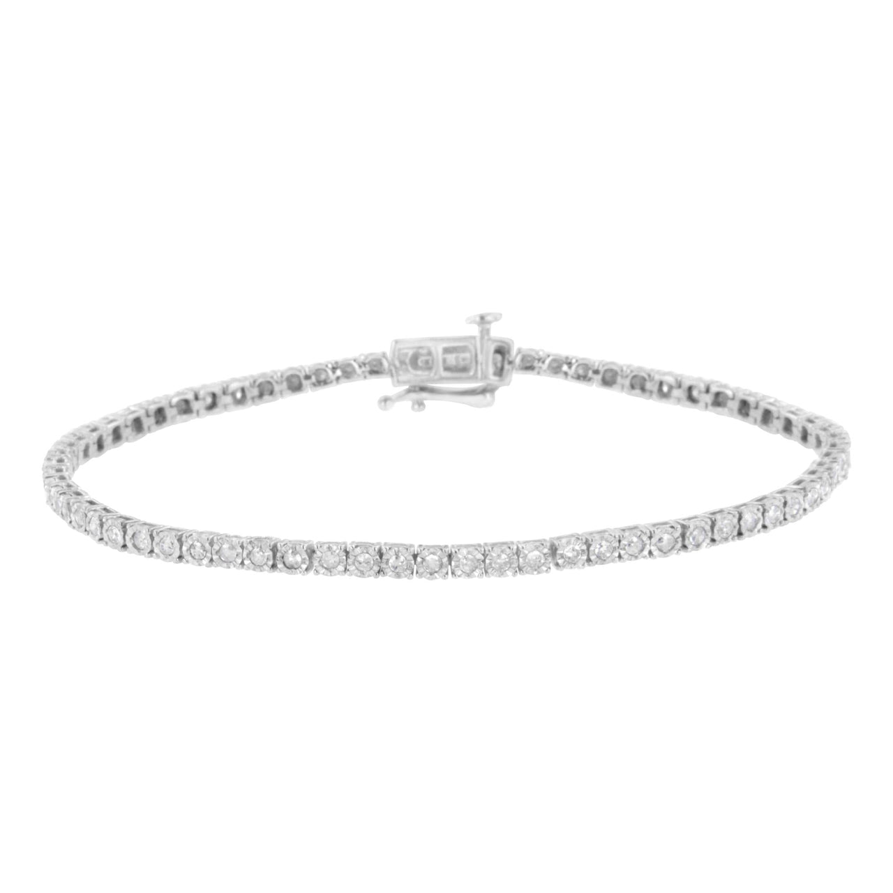 .925 Sterling Silver 1.0 cttw Miracle Set Round-Cut Diamond Tennis Bracelet (I-J Color, I3 Clarity) - 7.25"