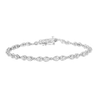 .925 Sterling Silver 1/2 cttw Miracle-Set Diamond Pear Shaped Link Bracelet (I-J Color, I3 Clarity) - Size 7.25