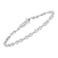 .925 Sterling Silver 1/2 cttw Miracle-Set Diamond Pear Shaped Link Bracelet (I-J Color, I3 Clarity) - Size 7.25