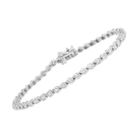 .925 Sterling Silver 1.0 Cttw Bezel-Set Round-cut Diamond Link Bracelet (I-J Color, I3 Clarity) - 7.25