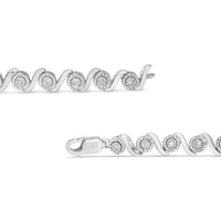 .925 Sterling Silver 1/4 Cttw Diamond Beaded Marquise Shape Link Bracelet (I-J Color, I1-I2 Clarity) - Size 7.25