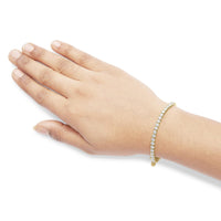 14K Yellow Gold Plated .925 Sterling Silver 5.00 cttw 4-Prong Set Brilliant Round-Cut Diamond Classic Tennis Bracelet (J-K Color, I2-I3 Clarity) - Size 7.25