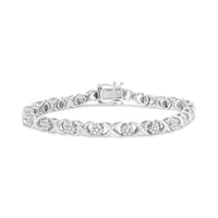 .925 Sterling Silver 1/2 Cttw Round Diamond Cluster X-Link Bracelet (I-J Color, I1-I2 Clarity) - 7.25