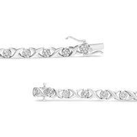 .925 Sterling Silver 1/2 Cttw Round Diamond Cluster X-Link Bracelet (I-J Color, I1-I2 Clarity) - 7.25