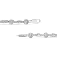 .925 Sterling Silver 1/4 Cttw Diamond Circle and Rectangle Shaped Halo Link Bracelet (I-J Color, I2-I3 Clarity) - 7.25