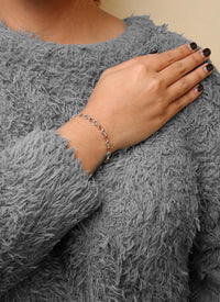 14K Rose Gold Plated .925 Sterling Silver 1/4 Cttw Diamond Heart Link Bracelet (I-J Color, I2-I3 Clarity) - Size 7