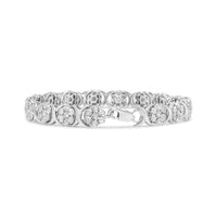 .925 Sterling Silver 1/2 Cttw Diamond 7 Stone Floral Cluster Link Bracelet (I-J Color, I2-I3 Clarity) - 7.25