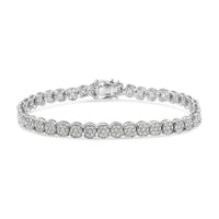 .925 Sterling Silver 2.0 Cttw Diamond Cluster Link Bracelet (I-J Color, I2-I3 Clarity) - Size 7.25