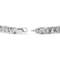 .925 Sterling Silver 1/4 Cttw Round Diamond Link Bracelet - Size 7.50