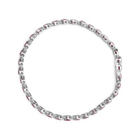 .925 Sterling Silver Bezel Set Pear Shaped Lab Created Pink Ruby Link Bracelet (AAA+ Quality) - Size 7.25
