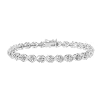 .925 Sterling Silver Round-Cut Diamond Accent Floral Cluster and 