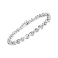 .925 Sterling Silver Round-Cut Diamond Accent Floral Cluster and 