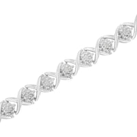 .925 Sterling Silver Round-Cut Diamond Accent Floral Cluster and 
