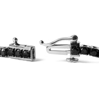 .925 Sterling Silver 4-Prong Set Treated Black Round-Cut Diamond Classic Tennis Bracelet (Black Color, I2-I3 Clarity) - 7.25