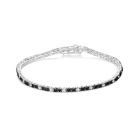 .925 Sterling Silver 2.0 Cttw Black and White Diamond Tennis Bracelet (I-J Color, I2-I3 Clarity) - 7