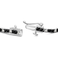 .925 Sterling Silver 2.0 Cttw Black and White Diamond Tennis Bracelet (I-J Color, I2-I3 Clarity) - 7