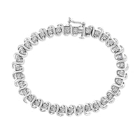 .925 Sterling Silver 1/2 Cttw Round-Cut Diamond Miracle Set 