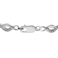 .925 Sterling Silver Prong Set Diamond Accent Curved Spiral Link Bracelet (I-J Color, I3 Clarity) - 7.25
