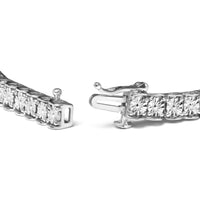 .925 Sterling Silver 1/10 Cttw Miracle Set Diamond Double Box Link Tennis Bracelet (I-J Color, I2-I3 Clarity) - Size 7.25