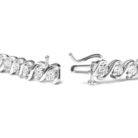 .925 Sterling Silver 1/4 Cttw Miracle Set Diamond and Beaded 7.25