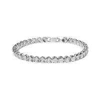 .925 Sterling Silver 1/10 Cttw Miracle Set Diamond and Bead Link 7.25
