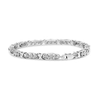 .925 Sterling Silver 1/10 Cttw Diamond Miracle Set 3 Stone Link Bracelet (I-J Color, I2-I3 Quality) - 7.25