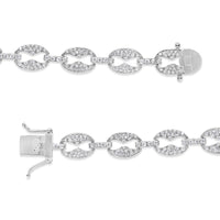 14K White Gold 1 1/2 Cttw Round Diamond Set Link Bracelet (I-J Color, I1-I2 Clarity) - 7