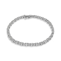 .925 Sterling Silver 1.00 Cttw Round Diamond Miracle-Set Link Bracelet (I-J Color, I3-Promo Clarity) - 7.25