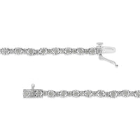 .925 Sterling Silver 1.00 Cttw Round Diamond Miracle-Set Link Bracelet (I-J Color, I3-Promo Clarity) - 7.25