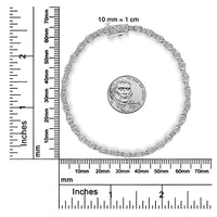 .925 Sterling Silver 1.00 Cttw Round Diamond Miracle-Set Link Bracelet (I-J Color, I3-Promo Clarity) - 7.25