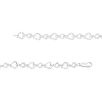 .925 Sterling Silver Prong Set Diamond Accent Alternating Heart Link Bracelet (I-J Color, I3 Clarity) - 7.25