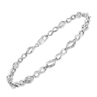 .925 Sterling Silver Diamond Accent Alternating Infinity Shape and Pear Shape Link Bracelet (I-J Color, I3 Clarity) - 7.25