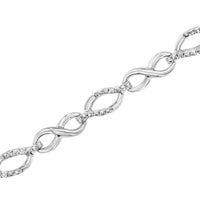 .925 Sterling Silver Diamond Accent Alternating Infinity Shape and Pear Shape Link Bracelet (I-J Color, I3 Clarity) - 7.25