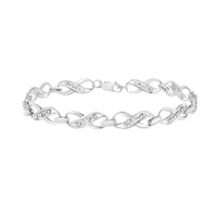 .925 Sterling Silver Prong Set Diamond Accent Ribbon and Infinity Link Bracelet (I-J Color, I3 Clarity) - 7.25