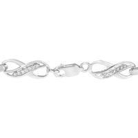 .925 Sterling Silver Prong Set Diamond Accent Ribbon and Infinity Link Bracelet (I-J Color, I3 Clarity) - 7.25