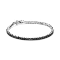 .925 Sterling Silver 4-Prong Set Treated Black Round-Cut Diamond Classic Tennis Bracelet (Black Color, I2-I3 Clarity) - 7.25