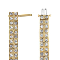 14K Yellow Gold 8.00 Cttw Prong Set Round-Cut Diamond Art Deco Style Two Row Square Frame Link Tennis Bracelet (J-K Color, I1-I2 Clarity) - Size 7.25